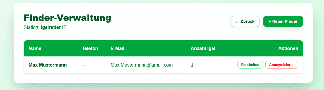 Screenshot Finder-Verwaltung